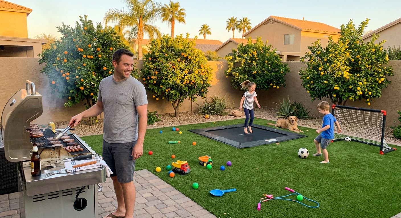 Family yard with turf